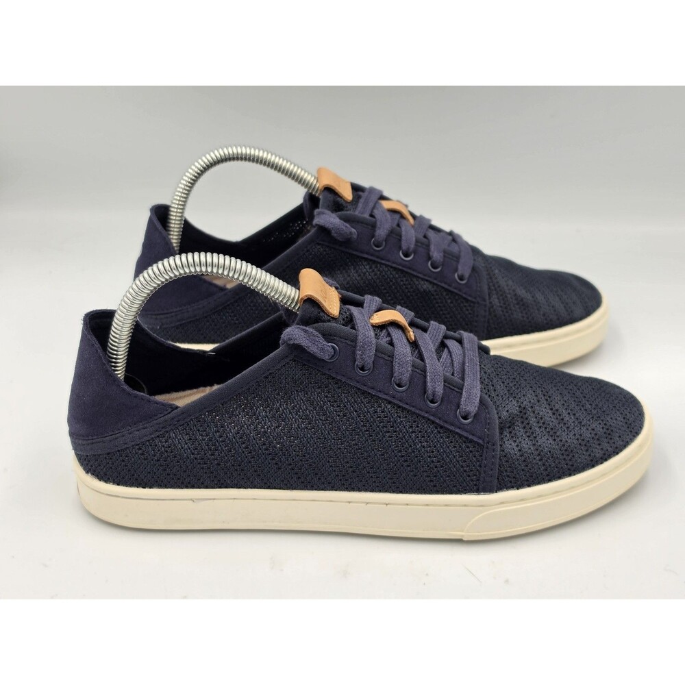 Olukai Pehuea Li Lace Up Shoes Sneakers Blue Knit Casual Comfort Womens Size 8.5